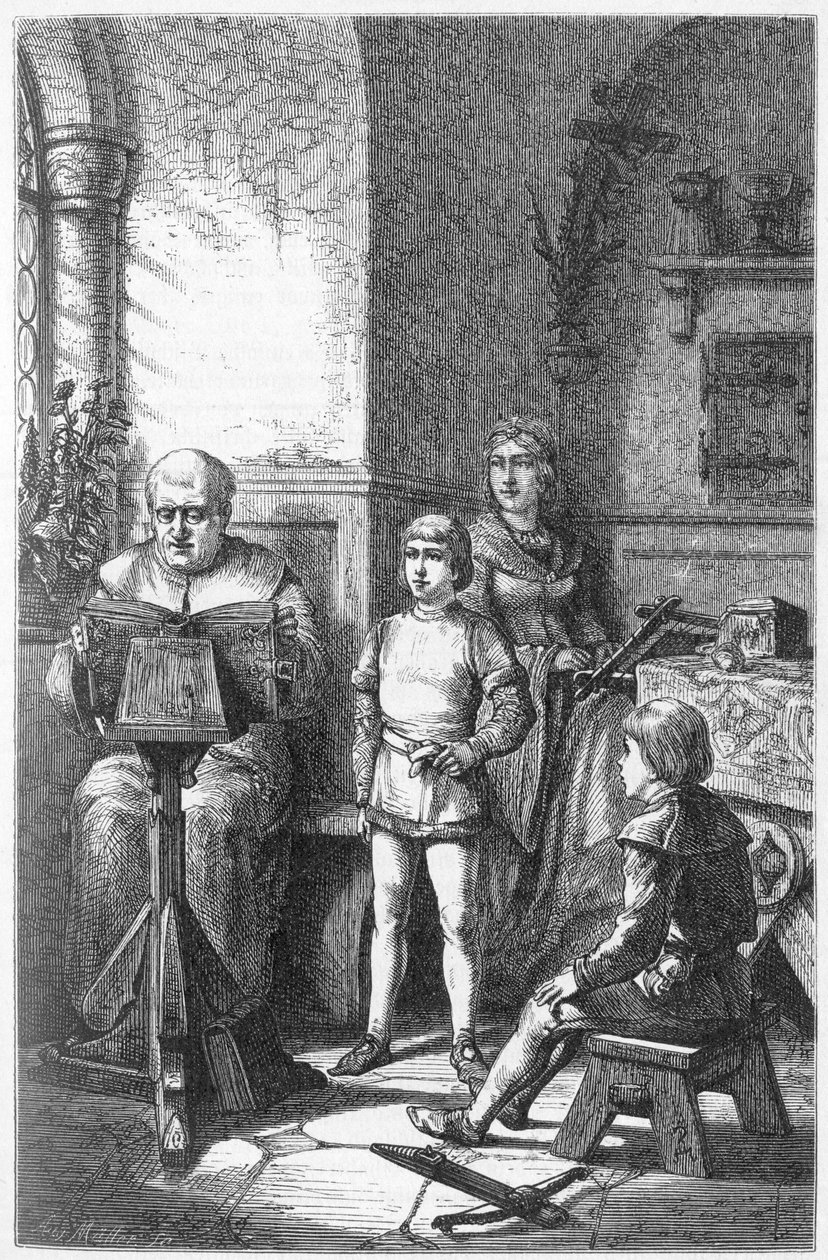 Constance Eveque czyta historię Niemiec w Conrad, znanym jako Conradin de Hohenstaufen (1252-1268) i Fryderyk I Baden-Baden ((Friedrich I von Baden-Baden autorstwa Unknown artist