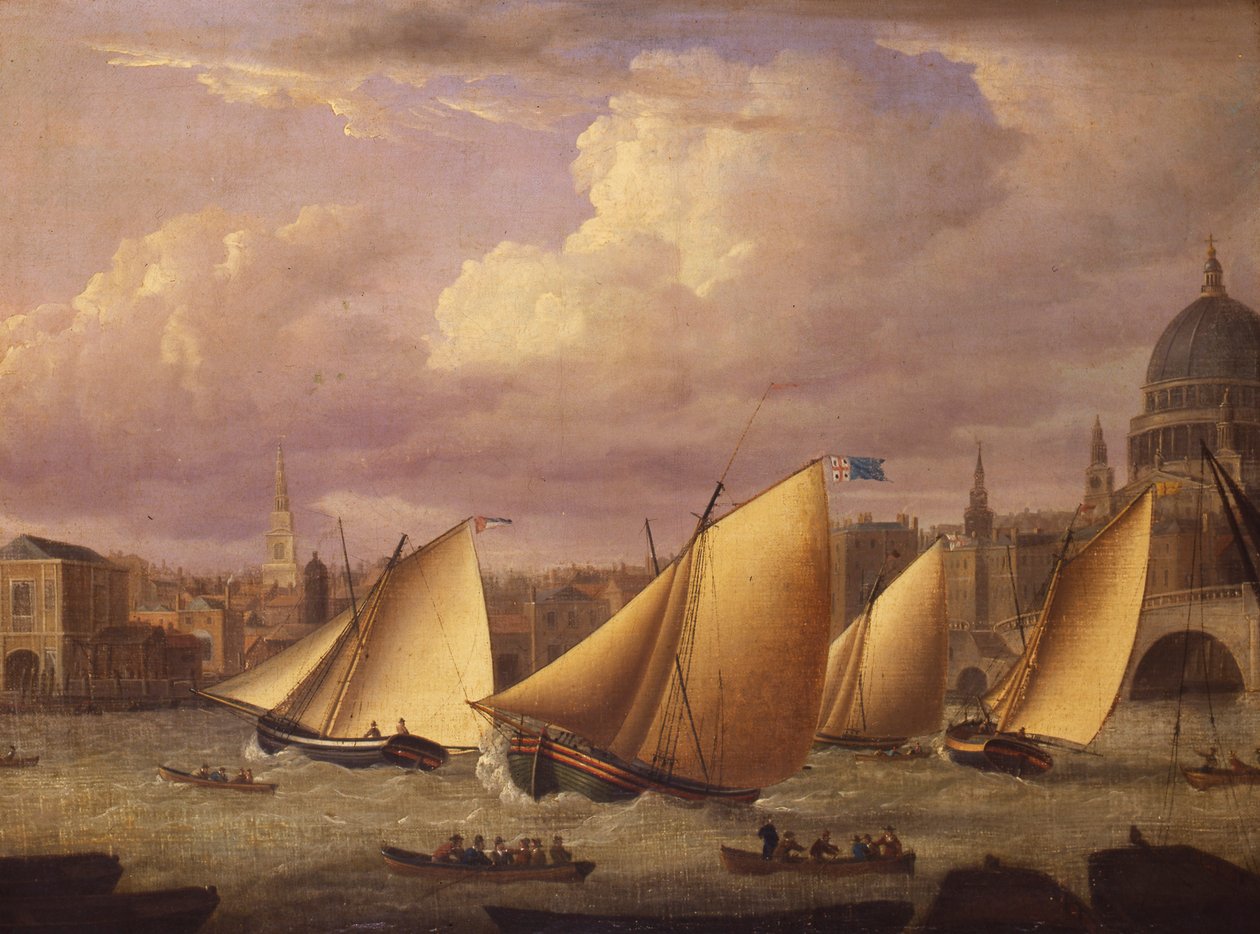 Cumberland Fleet ściga się nad London Bridge, 1782 r autorstwa Unknown