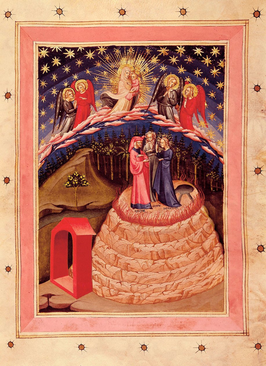 Boska Komedia Dantego Alighieri (1265-1321): przedstawienie Chwały z XIV-wiecznego rękopisu (miniatura) autorstwa Unknown artist