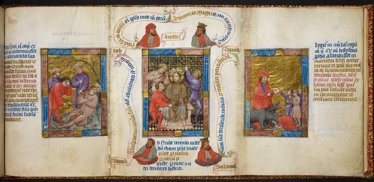 Pijaństwo Noego; szydzenie z Chrystusa; dzieci naśmiewające się z proroka Elizeusza. autorstwa Unknown artist