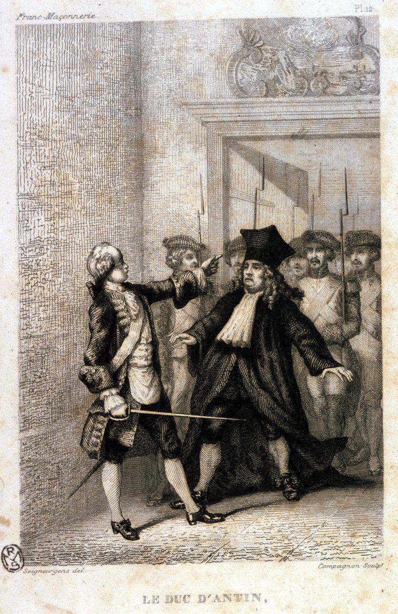 Książę Antin (Louis Antoine de Pardaillan de Gondrin, markiz, a następnie książę Antin) (1665-1736) w prowincjonalnej Wielkiej Loży Masońskiej. autorstwa Unknown artist
