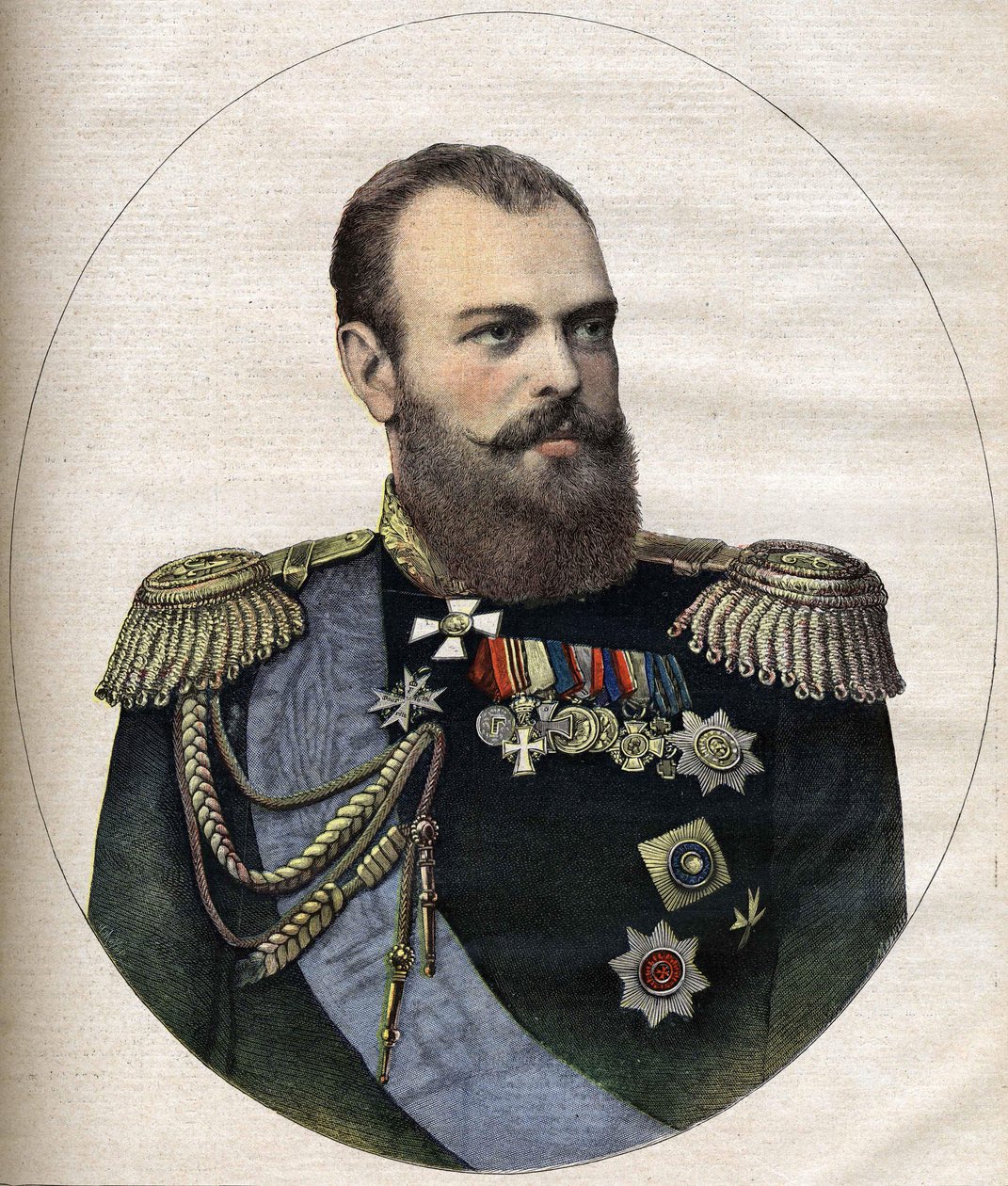 Cesarz (car) Rosji Aleksander III Grawerowanie z 1891 r. autorstwa Unknown artist