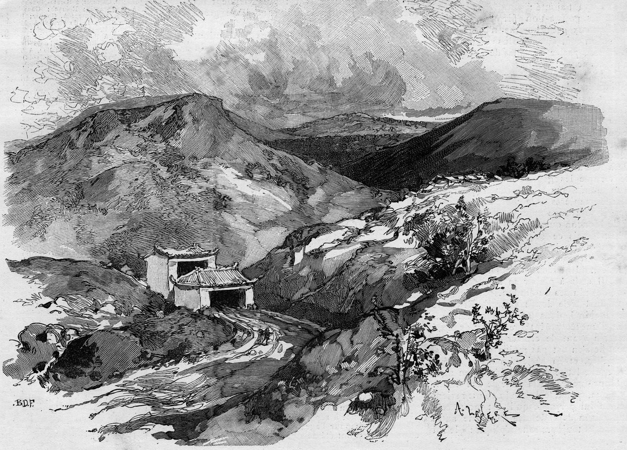 Brama Chin na granicy Tonkińskiej. Grawer w „The Illustrious World” 1885. autorstwa Unknown artist