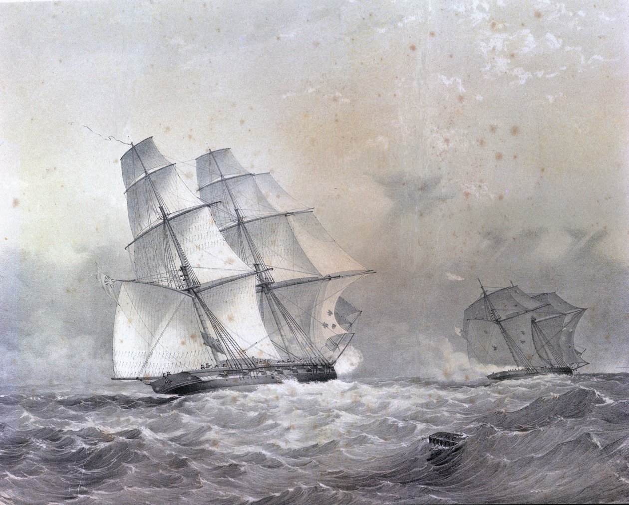 Brygantyna HMS Acorn z 16 działami ścigająca Negriera Gabriela autorstwa Unknown artist