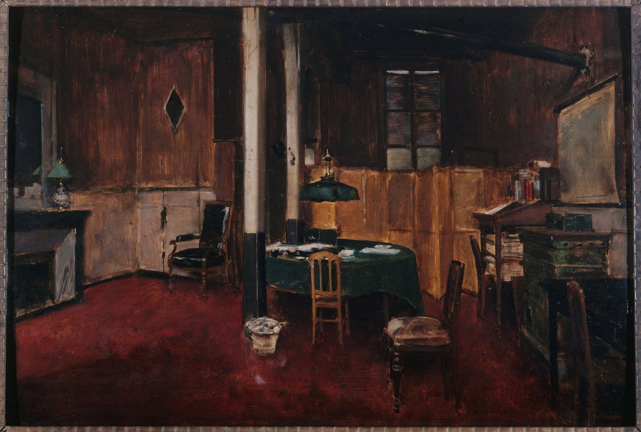 Salon prasowy Journal des débats, ok. 1889 r. (olej na drewnie) autorstwa Unknown artist