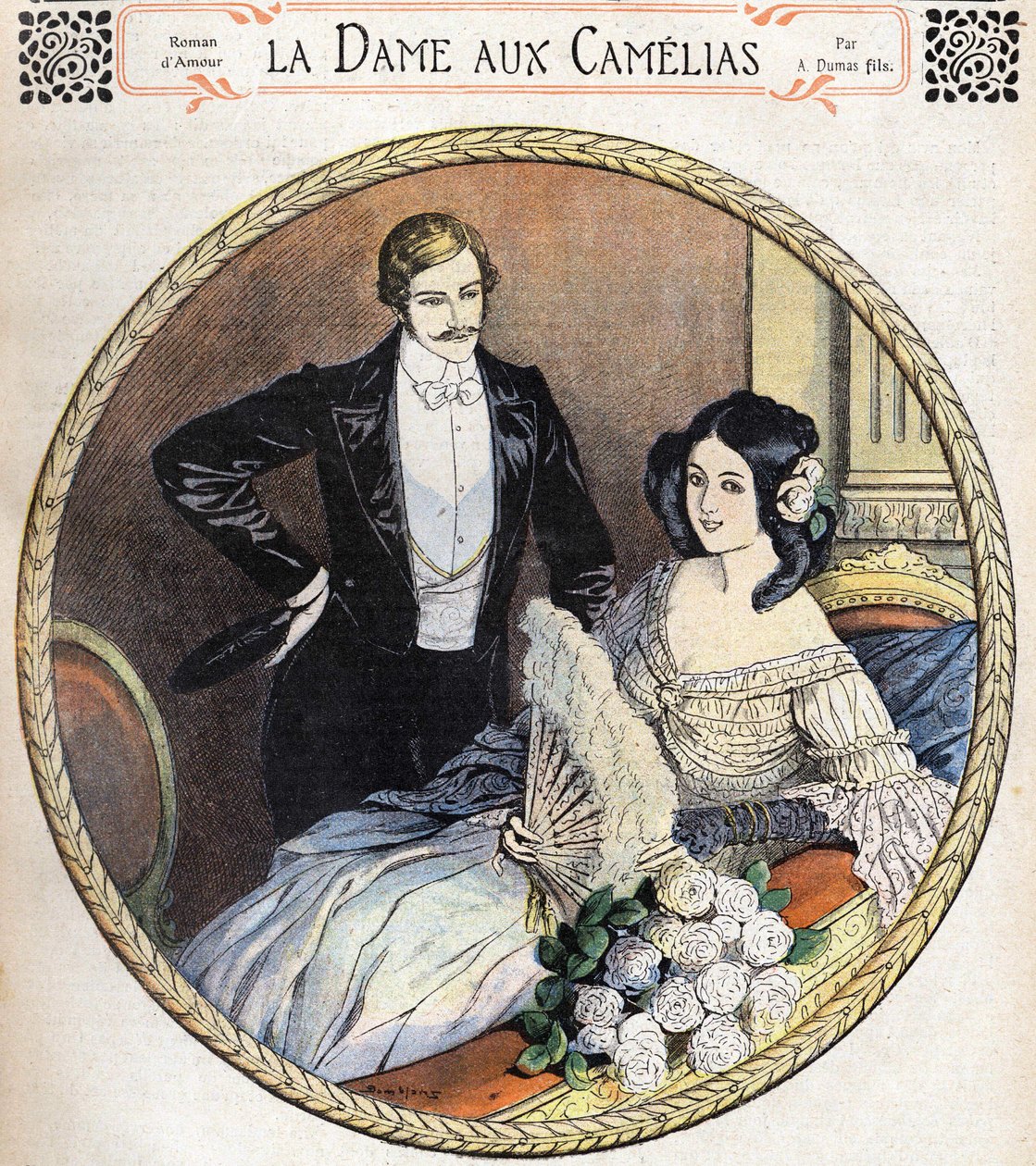 Lady of the Camelias autorstwa Alexandre Dumas Jr., ilustracja z końca XIX wieku po dzienniku powieściowym. autorstwa Unknown artist