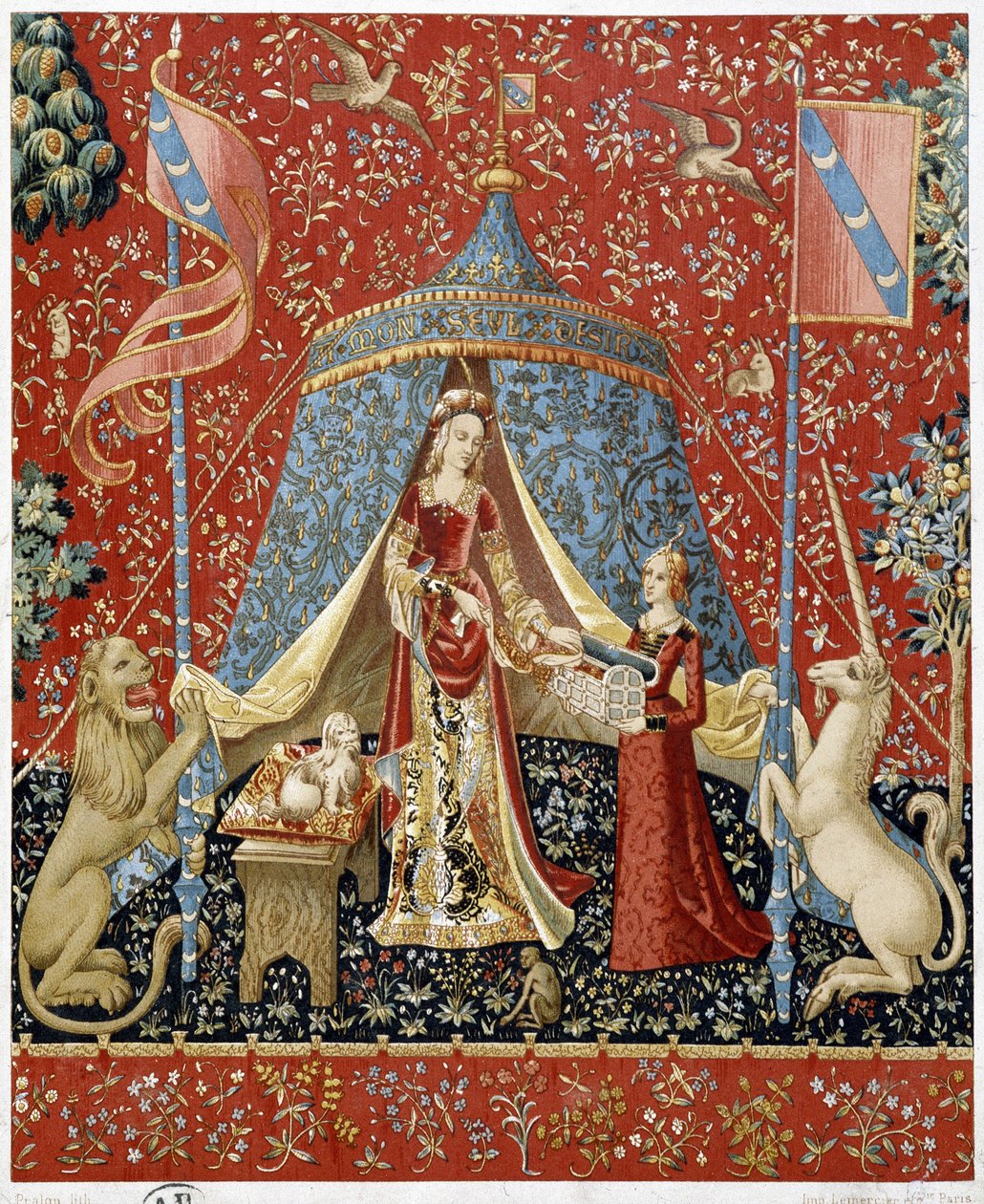 Dama z Jednorożcem. Reprodukcja gobelinu z 1500 roku - faksymile autorstwa Unknown artist
