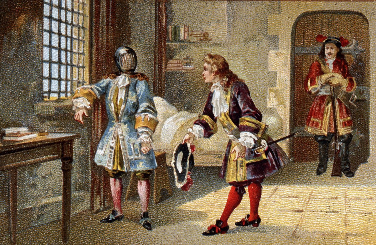 Człowiek w żelaznej masce, więzień wewnętrzny stanu od 1679 do 1703 w forcie na wyspie Sainte Marguerite (Sainte-Marguerite) autorstwa Unknown artist