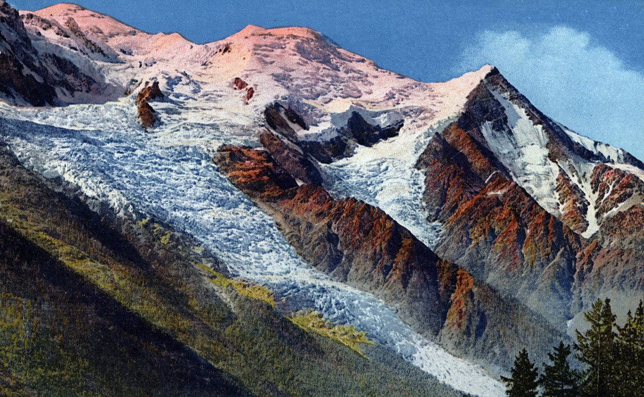 Łańcuch Mont Blanc z Le Brevent, Chamonix autorstwa Unknown Artist