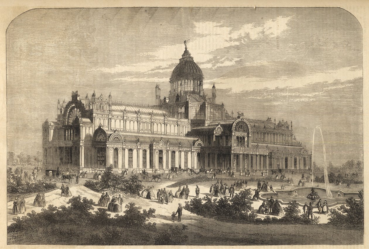 Pałac Przemysłu w Amsterdamie w 1864 r. (zniszczony przez pożar w 1929 r.) - Holandia, Amsterdam. Pałac Przemysłu autorstwa Unknown artist