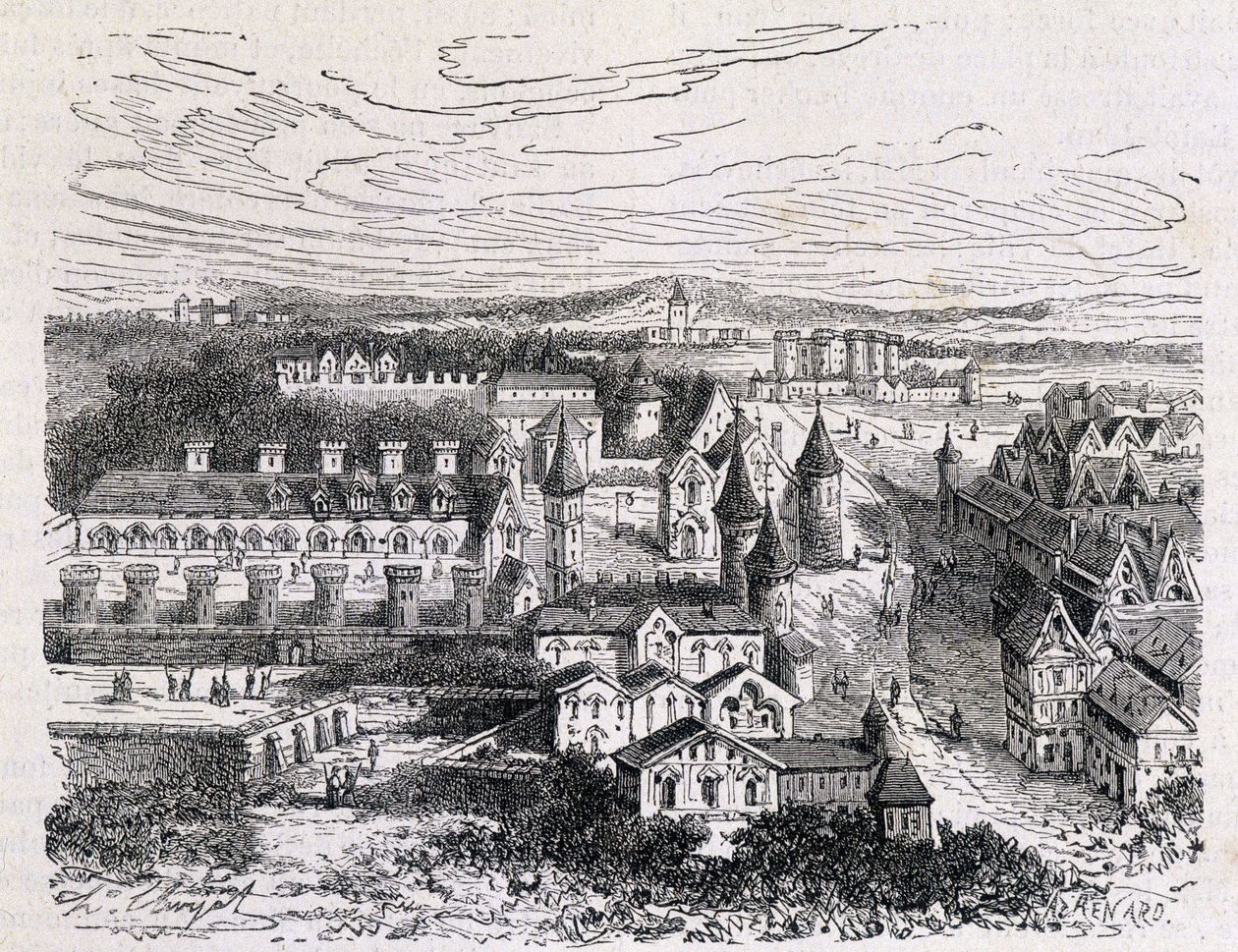 Palais des Tournelles, naprzeciwko hotelu Saint Paul - rycina, koniec XIX wieku autorstwa Unknown artist