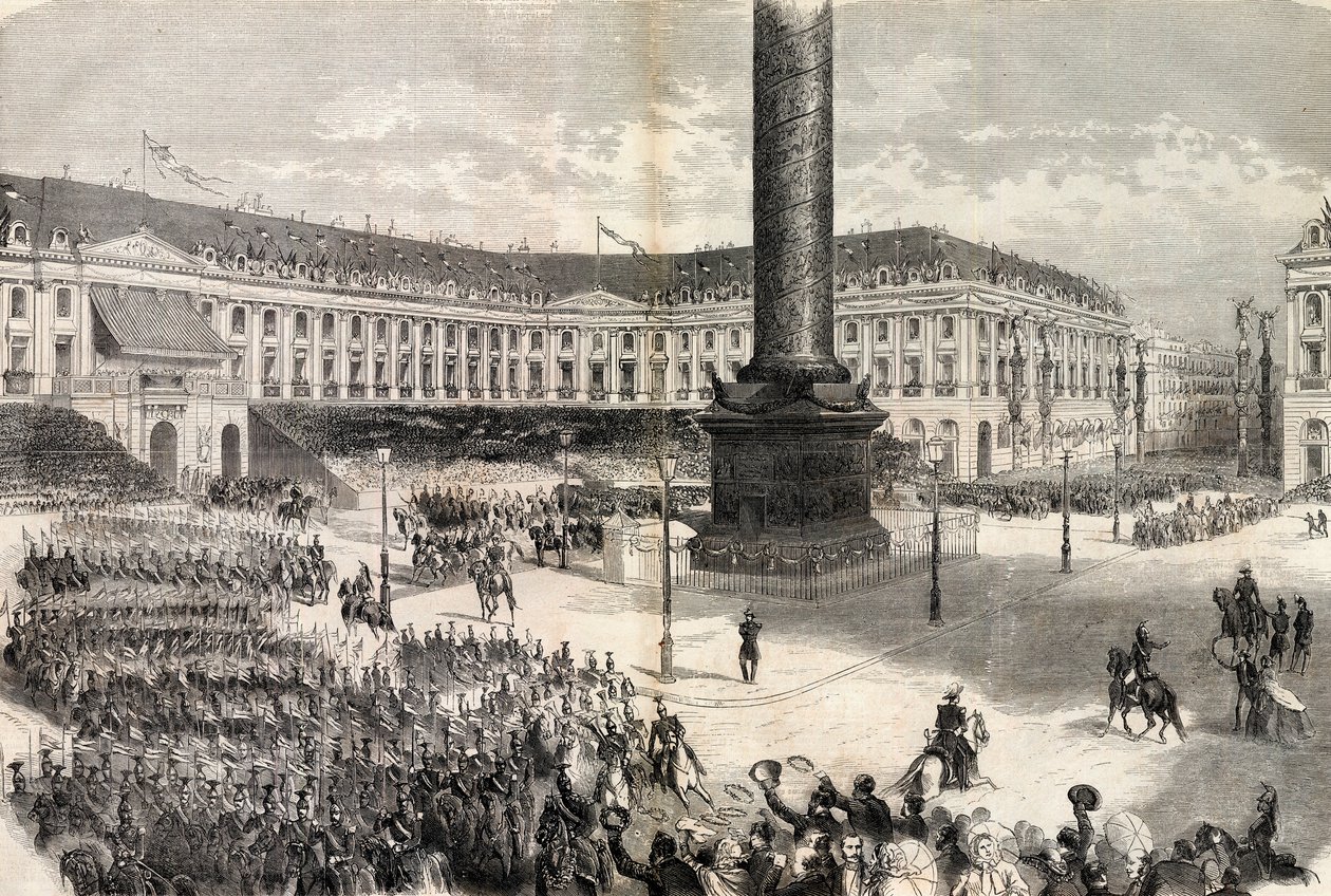 Fety Paryskie, Armia Włoch bezczeszcząca przed cesarzem na Place Vendome - Guerre d
