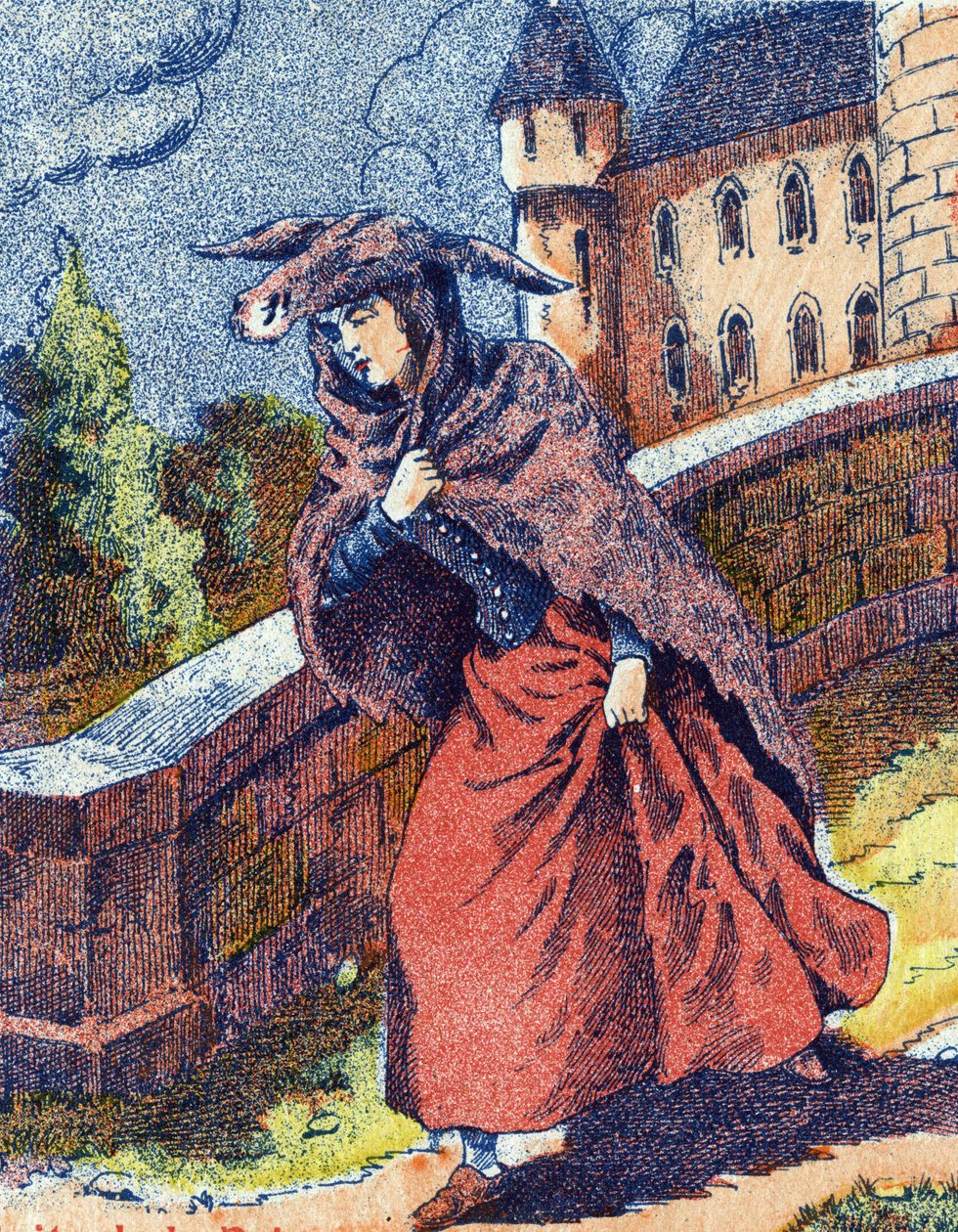 Lot księżniczki. Anonimowa ilustracja do opowiadania „Skóra osła” autorstwa Charlesa Perraulta (1628-1703), francuskiego pisarza. Zdjęcia Marcel Vagne, Jarville Nancy, bez daty (koniec XIX wieku). autorstwa Unknown artist