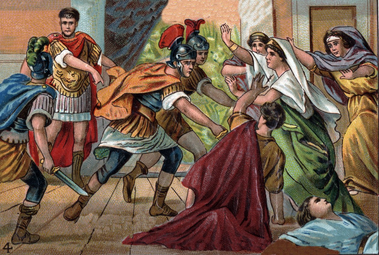 Cesarz rzymski Karakalla (188-217) zamordował swego brata Getę w ramieniu matki. autorstwa Unknown artist