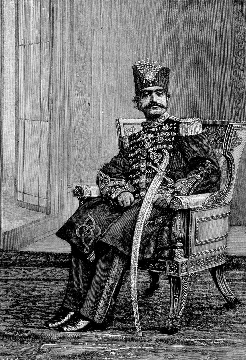 Szach Persji, Nasr-ed-din (Nasr-ed-din), w ceremonialnym stroju. autorstwa Unknown artist