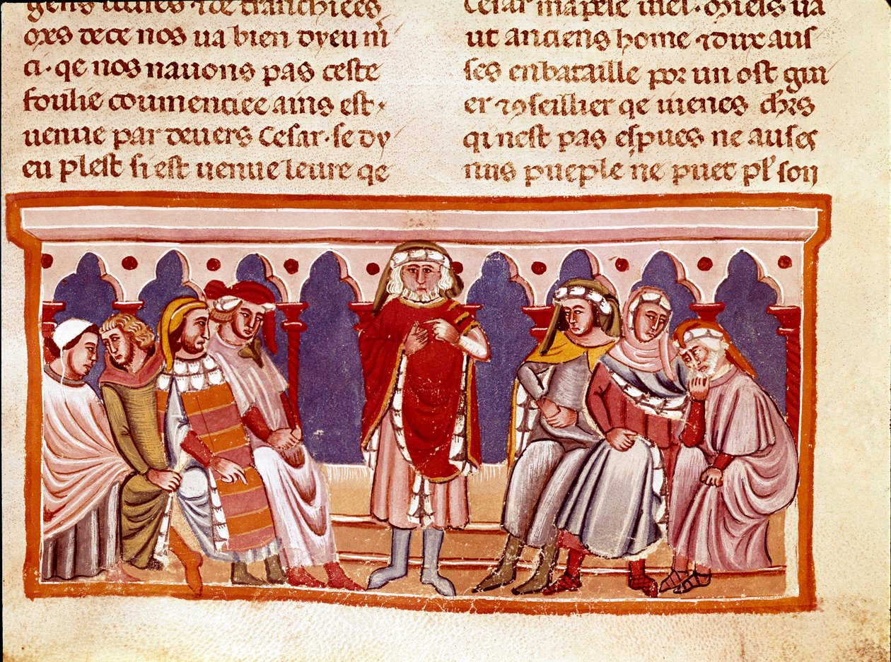 Nauka prawa miniatury z „Faktów Rzymian” opowiadająca o życiu Dwunastu Cezarów. Wenecja z XIII wieku, biblioteca Marciana autorstwa Unknown artist