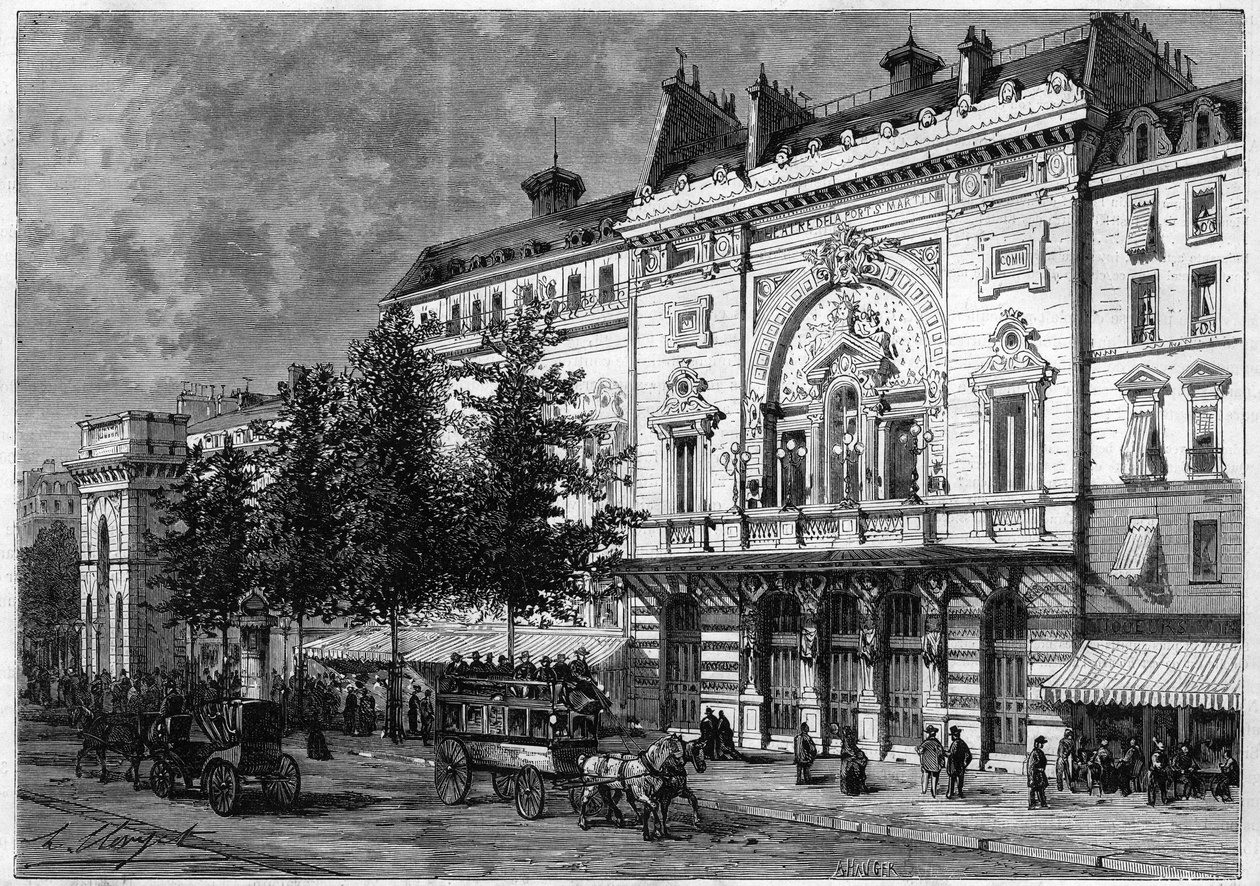 Theatre de la porte Saint Martin (Saint-Martin) w Paryżu w 1873 roku. autorstwa Unknown artist