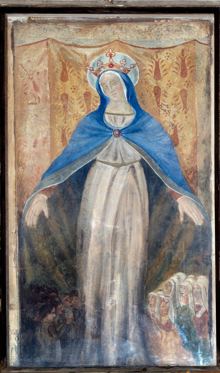 Dziewica, centralny panel Tryptyku (fresk) autorstwa Unknown artist