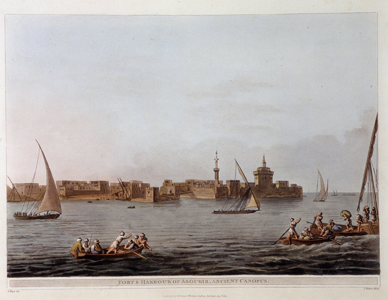 Mury i port Aboukir (dawny Baldachim) - w „”Widokach w Egipcie, Palestynie i innych częściach Imperium Osmańskiego”” autorstwa Unknown artist
