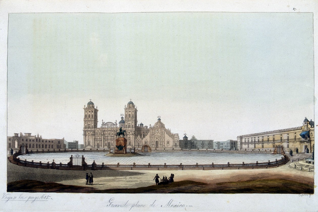 Zocalo: Wielki plac w Mexico City. W „”Stary i współczesny kostium”” autorstwa Unknown artist