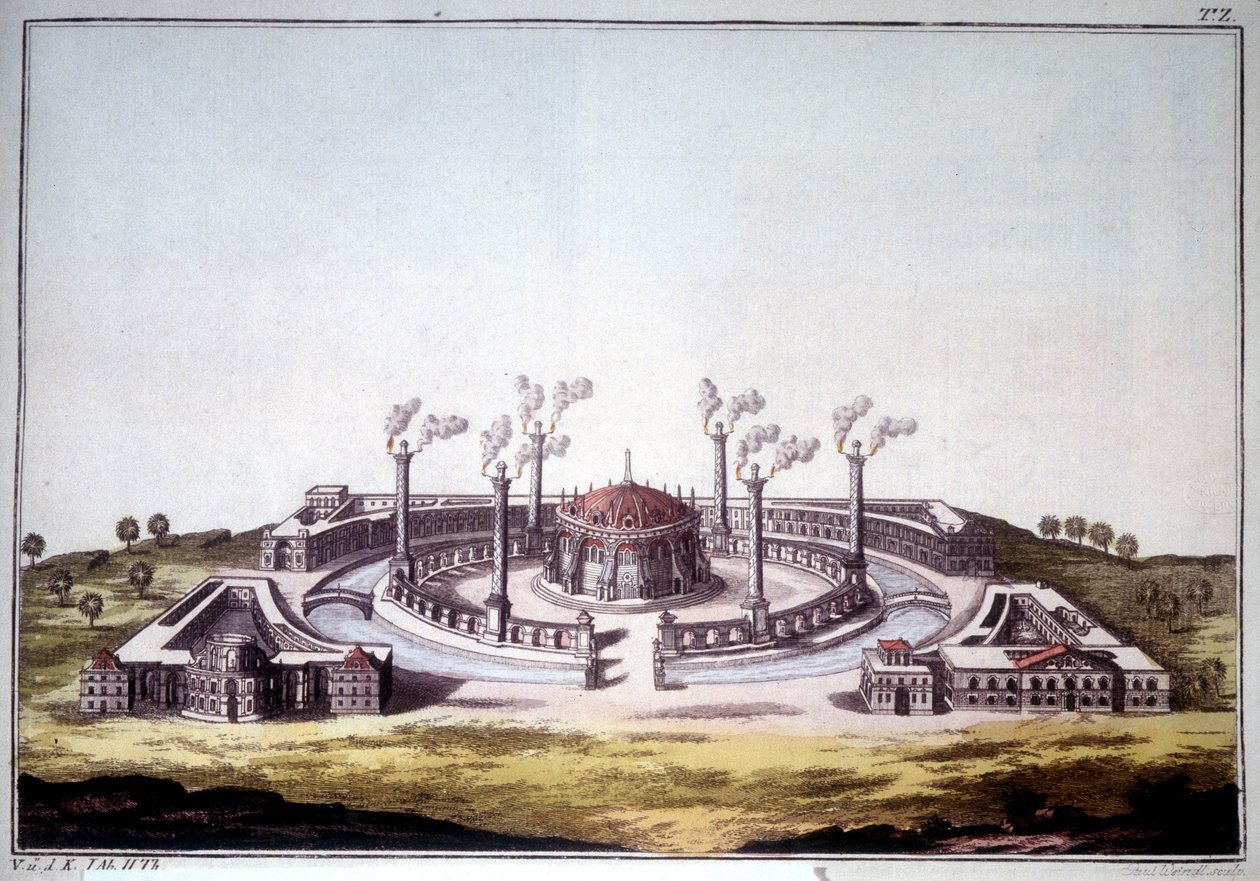 Starożytne miasto Niniwa, starożytne miasto Asyrii, ukazujące wyimaginowany widok asyryjskiego pałacu. autorstwa Unknown artist