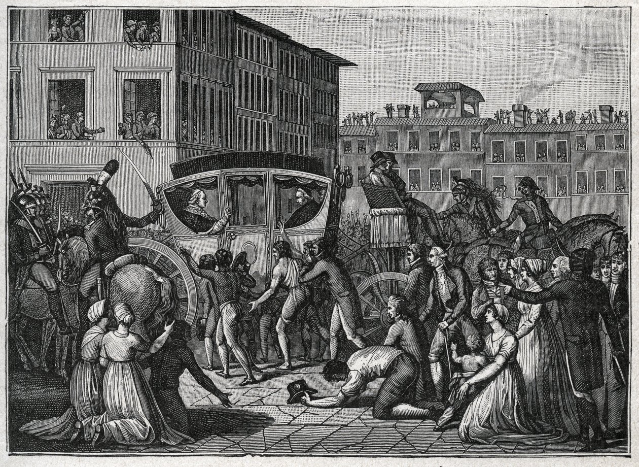 Przybycie papieża Piusa VI (Giovanni Angelo Braschi dit Pius VI, PIO 1717-1799) do Grenoble w 1799 roku. Rycina z 1800 roku. autorstwa Unknown artist