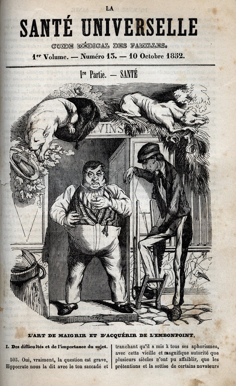 Sztuka odchudzania i przybierania na wadze - grawer w „La Sante Universelle - Guide Medical des Familles” 1852 autorstwa Unknown artist