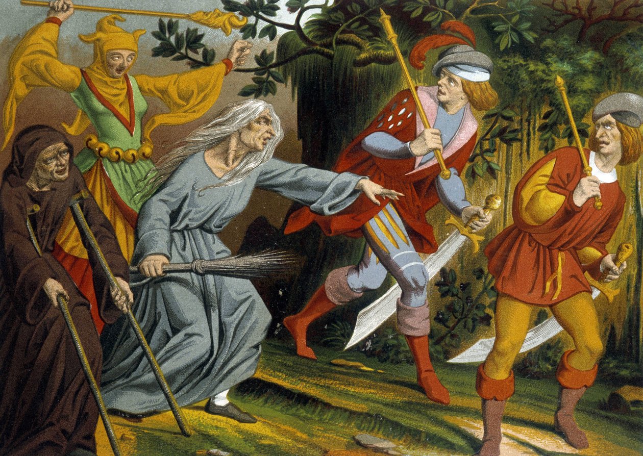 Żebrak, szaleniec, wiedźma i sierżanci broni autorstwa Unknown artist