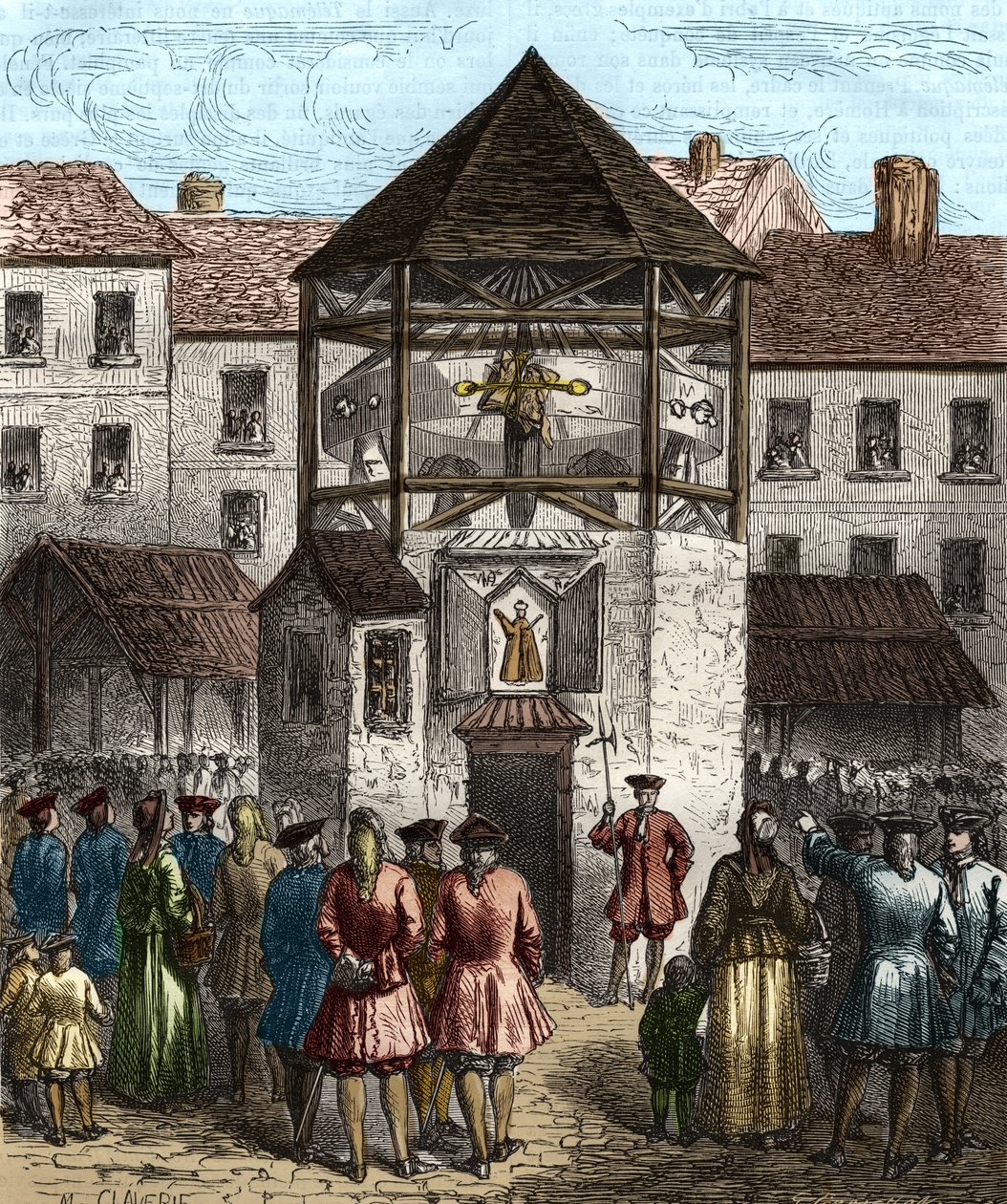Książka „” la dime royale” autorstwa Sebastiena Le Prestre, markiza de Vauban, została postawiona pod pręgierzem po jego zakazie w 1707 roku. autorstwa Unknown artist