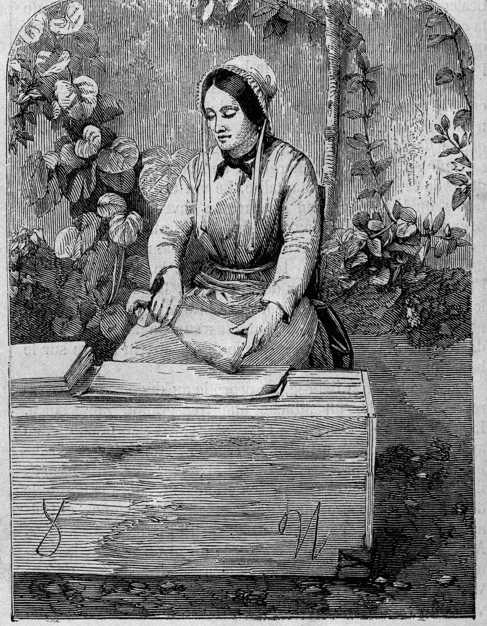 Butelkowanie wina szampana. Grawerunek z 1864 roku. autorstwa Unknown artist