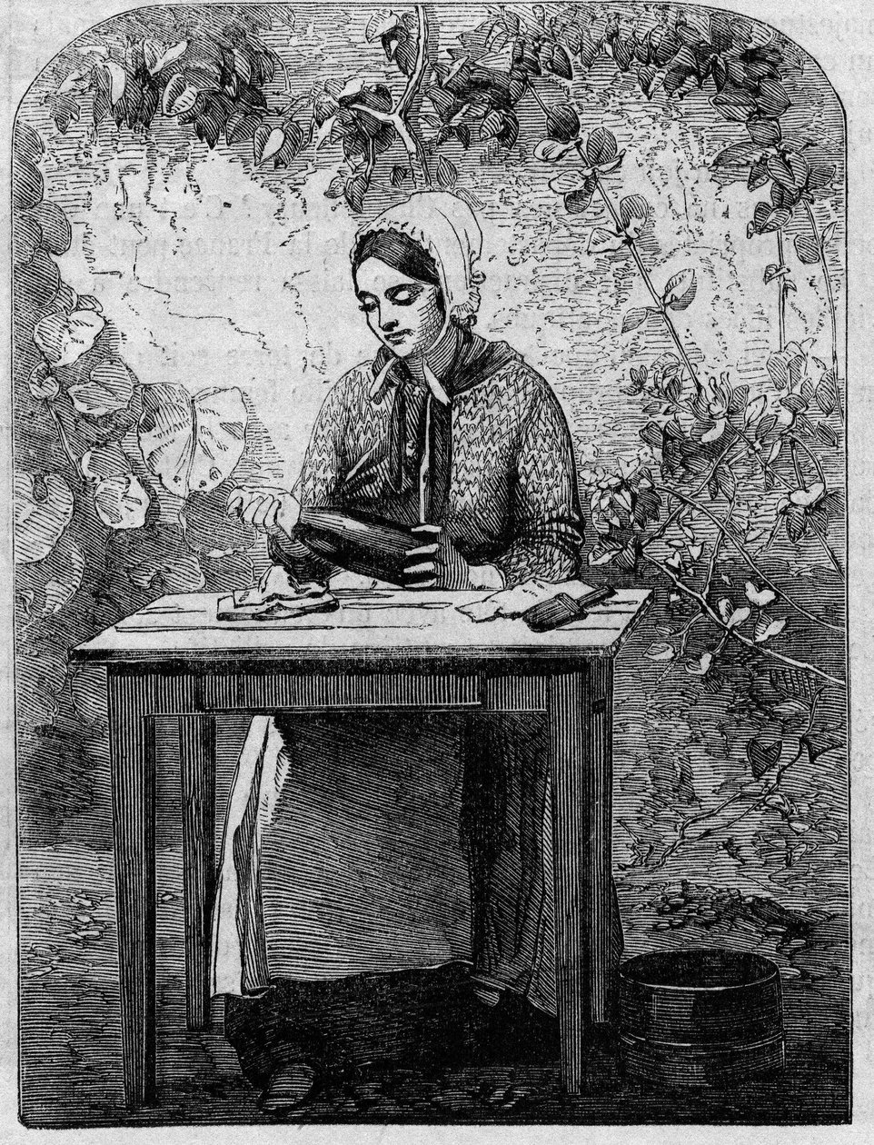 Butelkowanie wina szampana. Grawerunek z 1864 roku. autorstwa Unknown artist