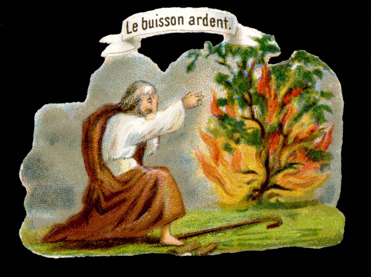 Płonący krzew - Popularny obraz. XIX-wieczna chromolitografia. autorstwa Unknown artist
