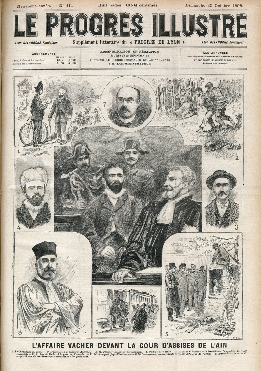 Sprawa Joseph Vacher „” Pasterz Zabójca” (1869-1898) przed Sądem Ain w Asyżu – okładka „”Postępowy-Prześwietny”” z 30 października autorstwa Unknown artist