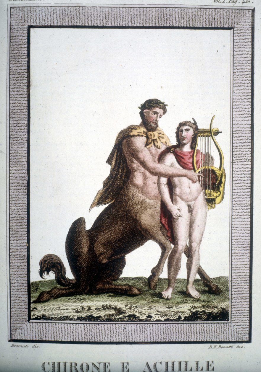 Centaur Chiron i Achilles - w słowniku mitologicznym autorstwa Unknown artist