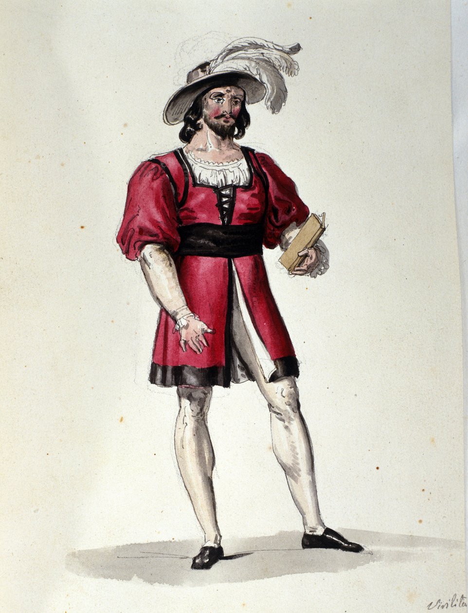 Postać interpretująca Virilite w balecie „Il noce di Benevento” austriackiego kompozytora Franza Xavera Sussmayra (1766-1803). Ilustracja z XIX wieku autorstwa Unknown artist
