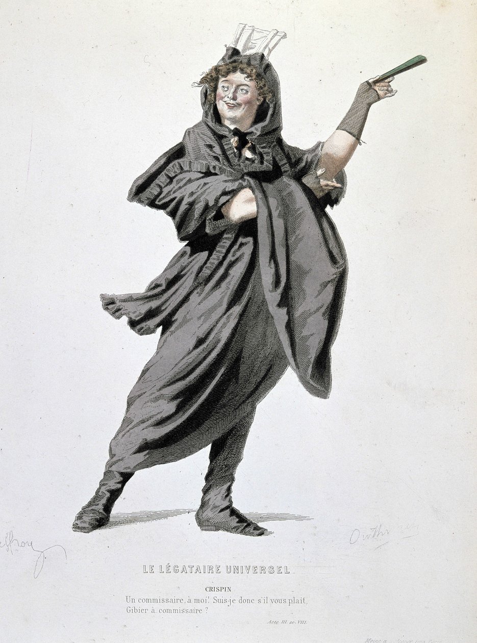 Postać Crispina w „Powszechnym legatariacie” (1708) Jeana François Regnarda (1655-1709). Rycina XIX wieku. autorstwa Unknown artist
