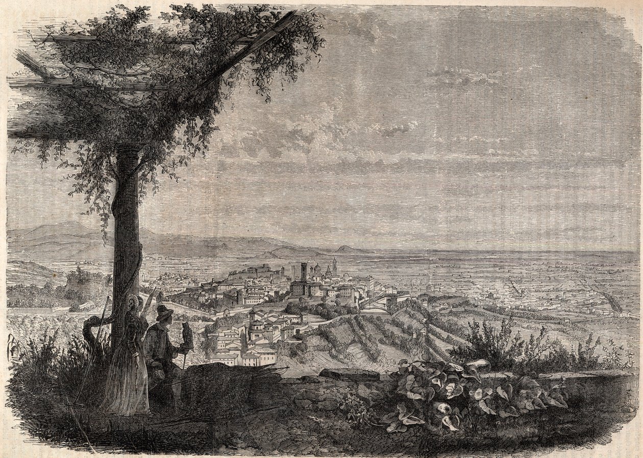 Miasto Bergamo (Bergamo) około 1858 r. - rycina - autorstwa Unknown artist