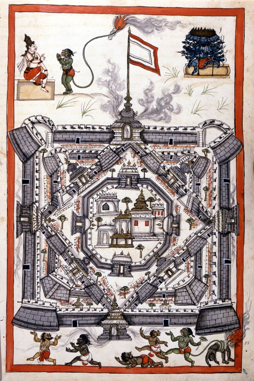 Miasto Lanka (Cejlon, Cejlon) w papierowym rękopisie z XVII wieku. autorstwa Unknown artist