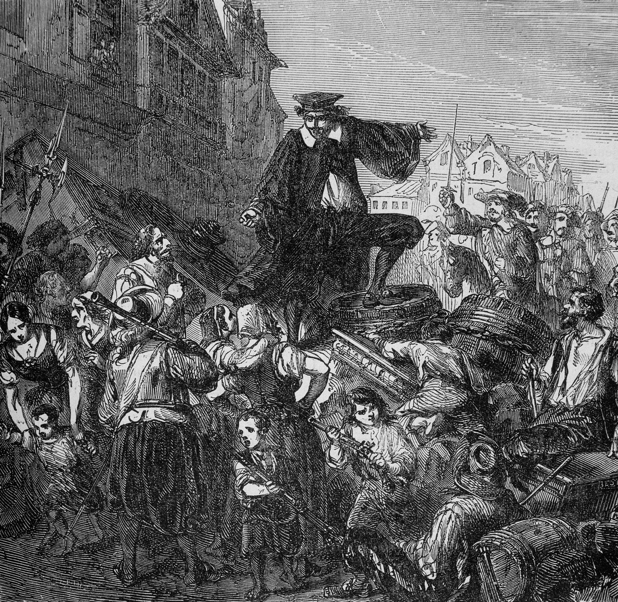 Dowódca garnizonu zginął na barykadach w Paryżu (początek Fronda) w „Histoire des popes, rois, queens, imperors przez wieki” Lachartre