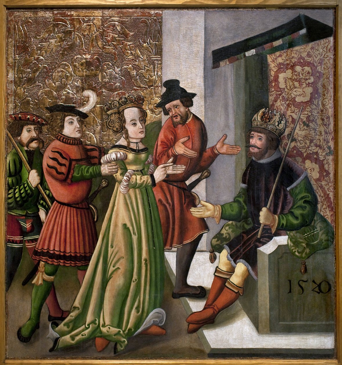 Rozmowa (disputatio) św. Katarzyny z filozofami. Cytat ze św. Katarzyny. Anonimowe malowanie autorstwa Unknown artist