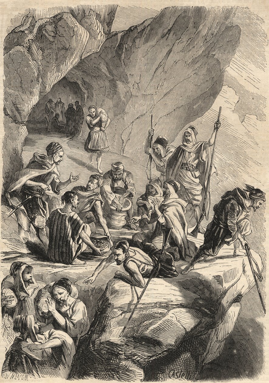 Fałszerze z Kabylii w 1857 r. (podrabianie). Grawer w „Le Monde illustrious” z 1857 r. Ze zbiorów prywatnych. autorstwa Unknown artist