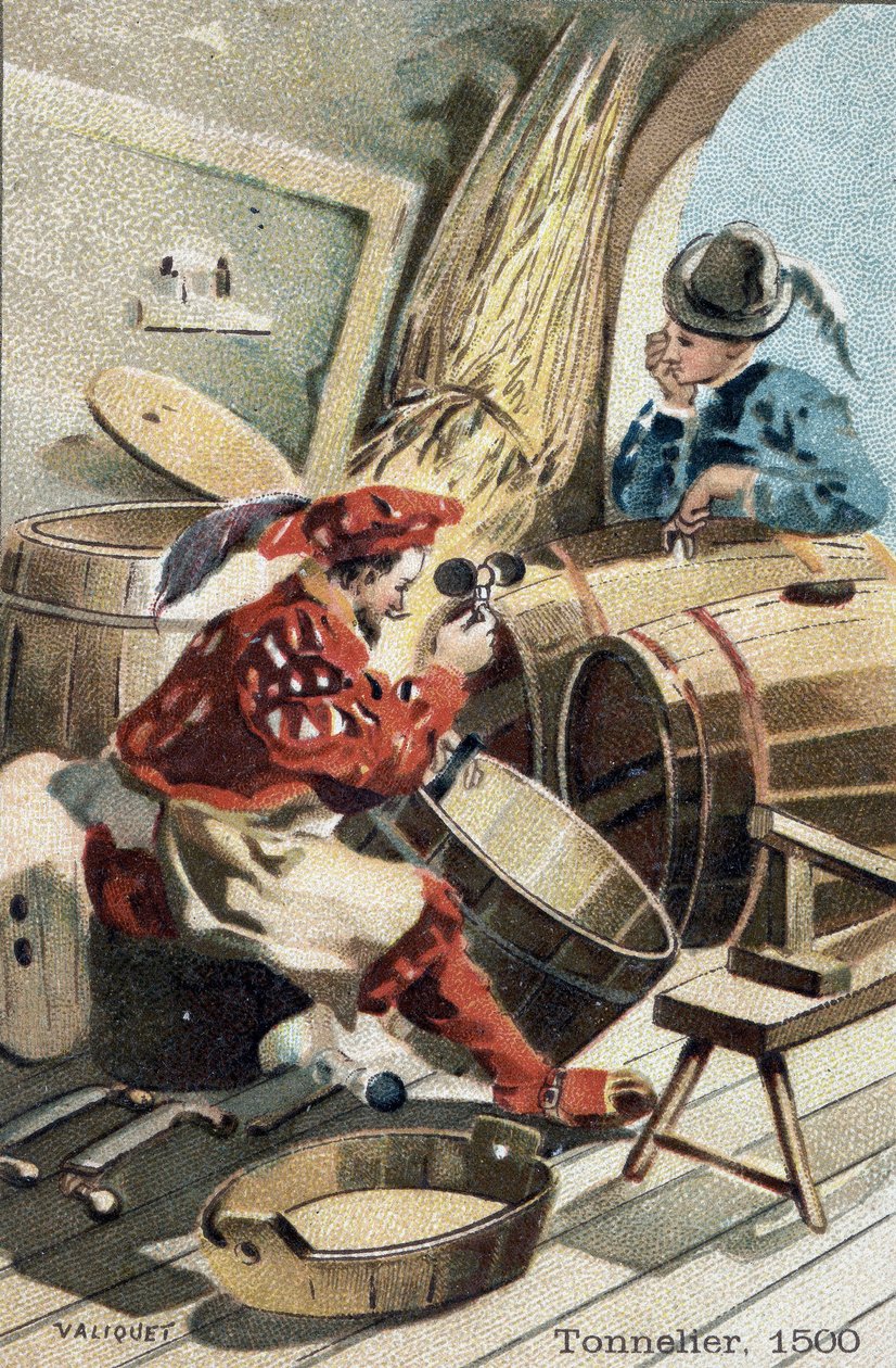 Rzemiosło bednarskie w 1500 roku. autorstwa Unknown artist