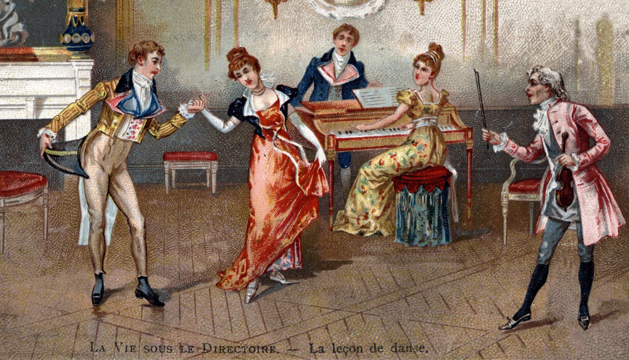 Lekcja tańca pod koniec XVIII wieku autorstwa Unknown artist