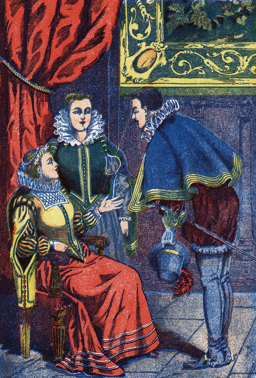 Taniec. Anonimowa ilustracja do „”Kopciuszek””, opowieść Charlesa Perraulta (1628-1703), francuskiego pisarza. Zdjęcia Marcel Vagne, Jarville Nancy, bez daty (koniec XIX wieku). autorstwa Unknown artist