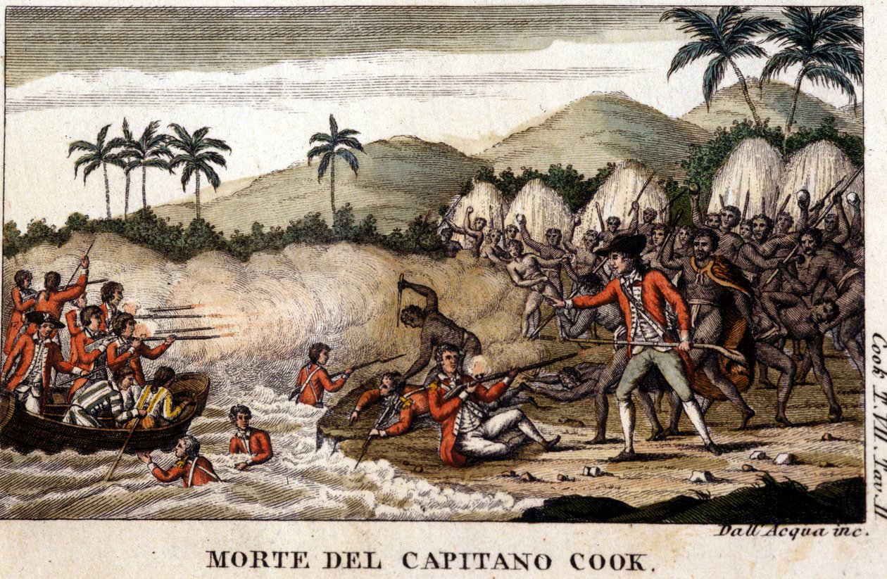 Śmierć kapitana Cooka po „Viaggi del Capitano Cook”” Mediolan 1820 r. autorstwa Unknown artist