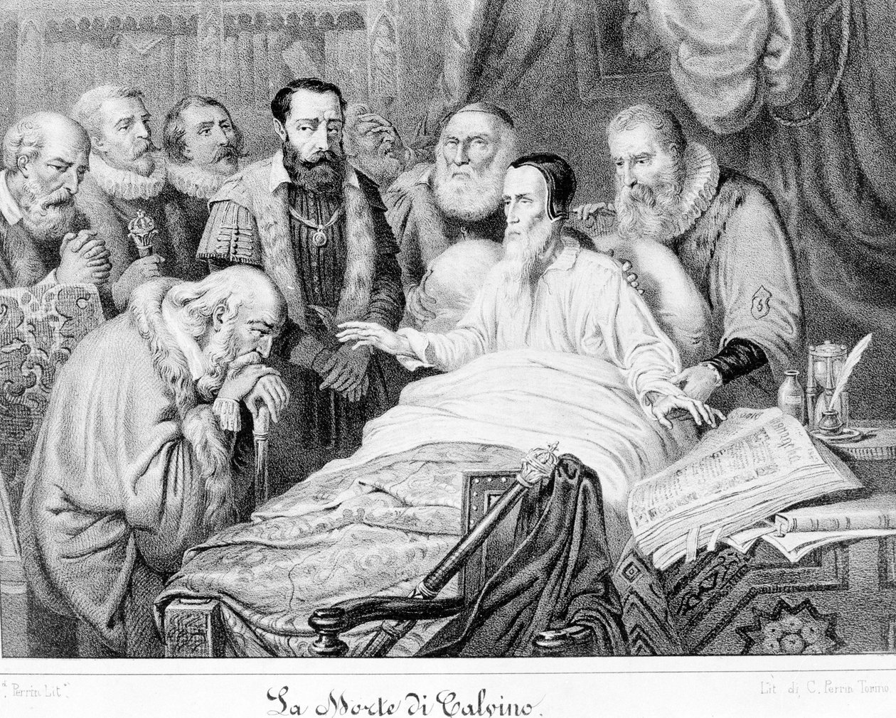 Śmierć Jana Kalwina (1509-1564). autorstwa Unknown artist