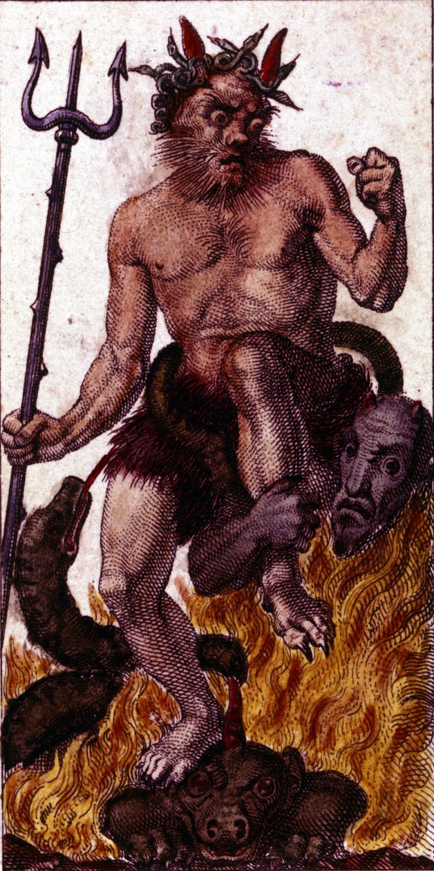 Diabeł przedstawiony na mapie tarota z 1840 roku. autorstwa Unknown artist