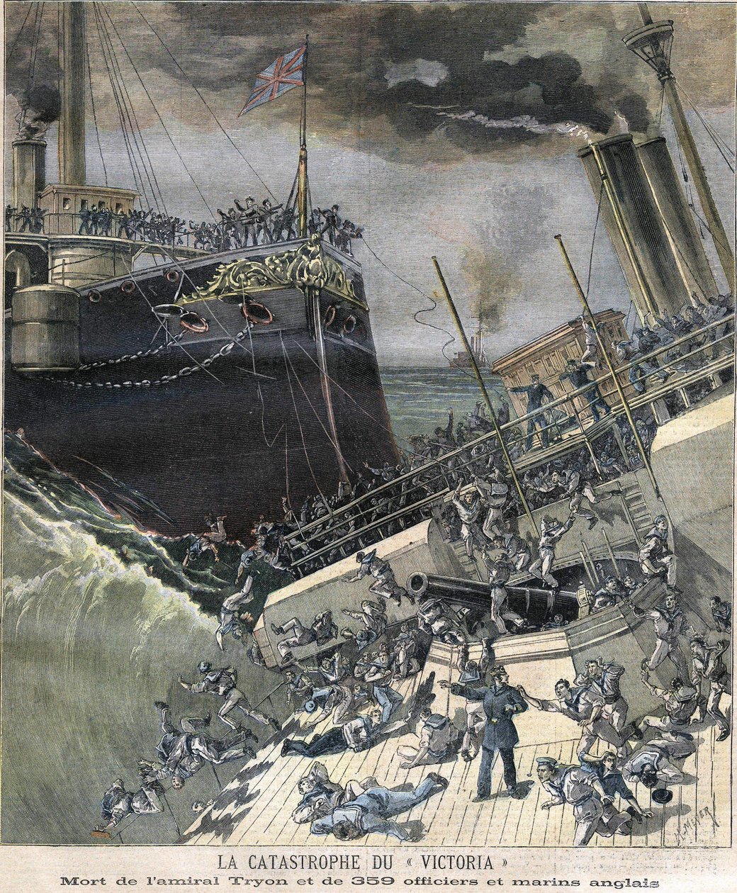 Katastrofa pancernika „Victoria” w 1893 r. Śmierć admirała Tryona oraz 359 oficerów i angielskiego marynarza autorstwa Unknown artist