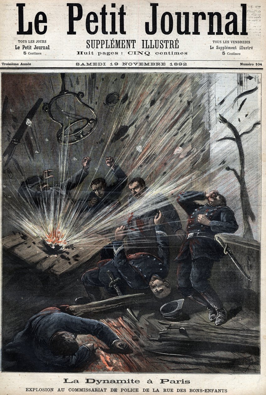 Dynamit w Paryżu, eksplozja na posterunku policji rue des Bons Enfants spowodowana atakiem anarchisty Emile Henry, 8 listopada autorstwa Unknown artist