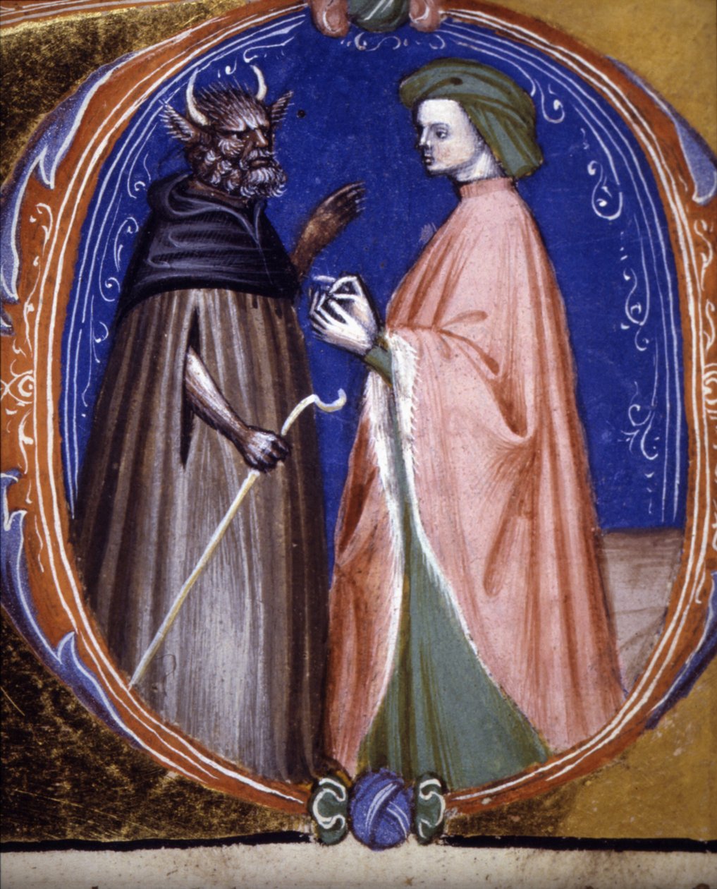 Spotkanie z Demonem. Rękopis z XIV wieku. Biblioteca wspólnotowa w Rimini autorstwa Unknown artist